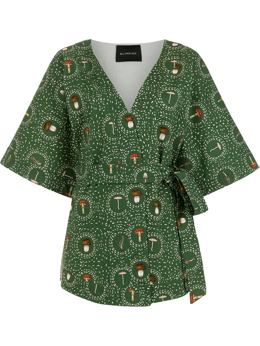 Mushroom-Print Wrap Top