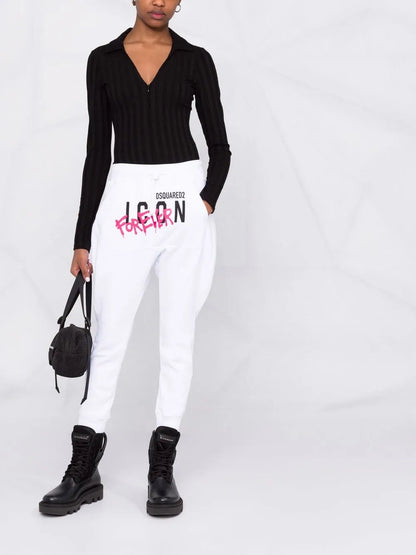 Logo-Print High-Waisted Trousers