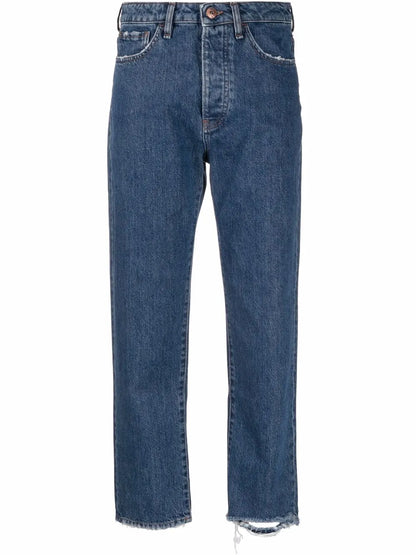 Distressed Straight-Leg Jeans
