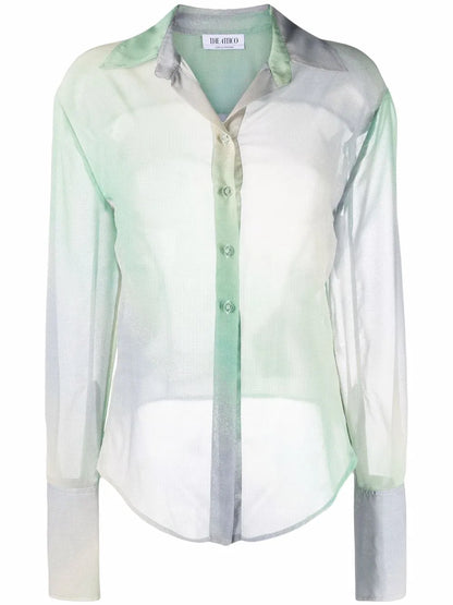 Gradient Mesh Button-Up Shirt