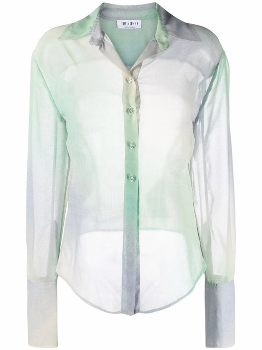 Gradient Mesh Button-Up Shirt