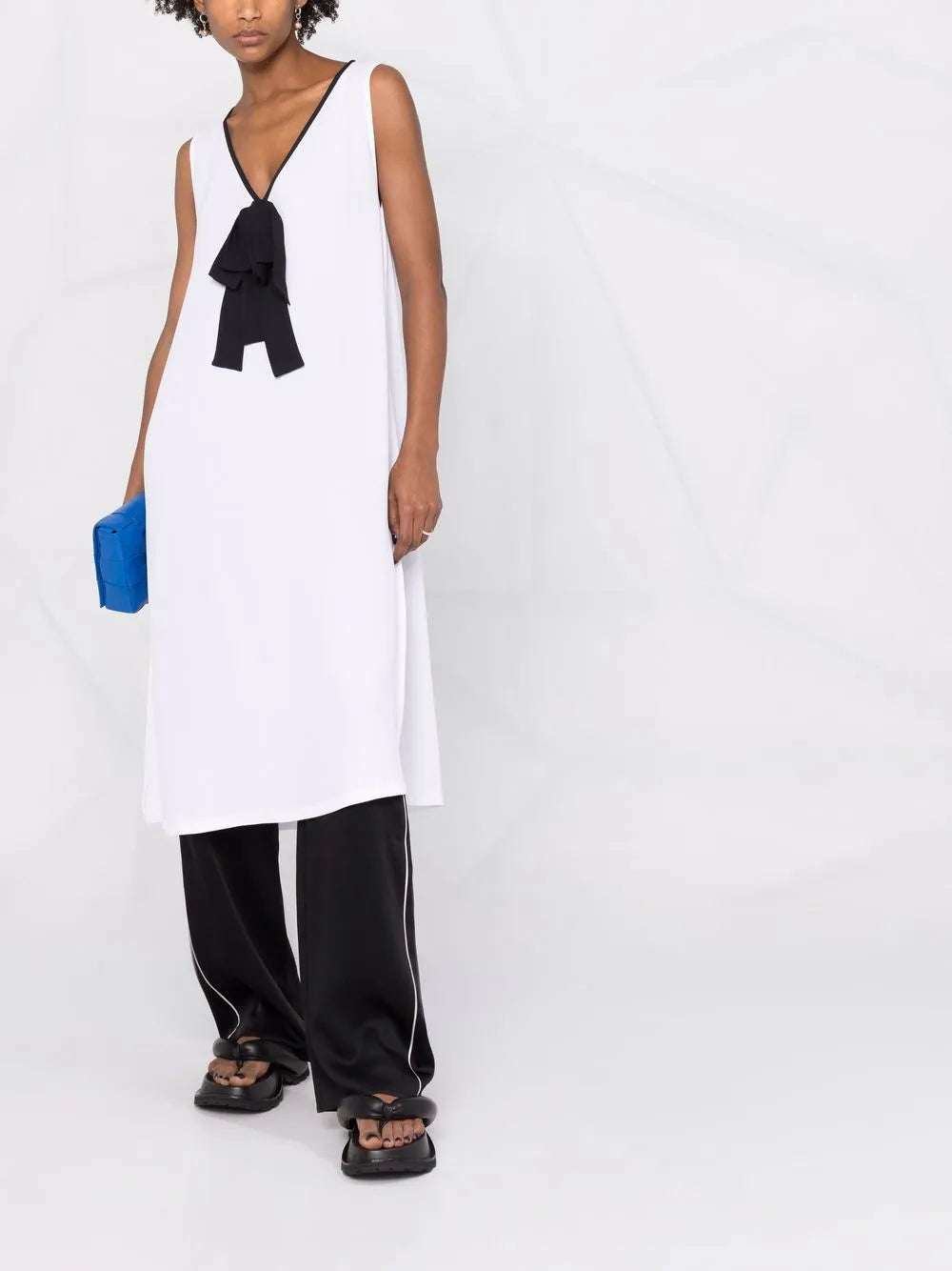 Bow-Detail V-Neck Long Top