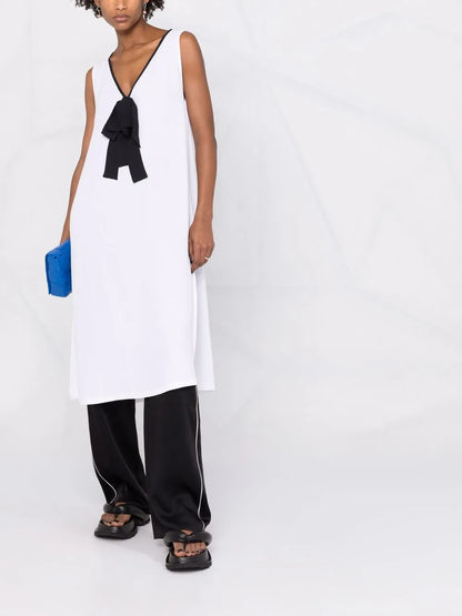 Bow-Detail V-Neck Long Top