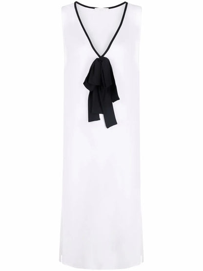 Bow-Detail V-Neck Long Top