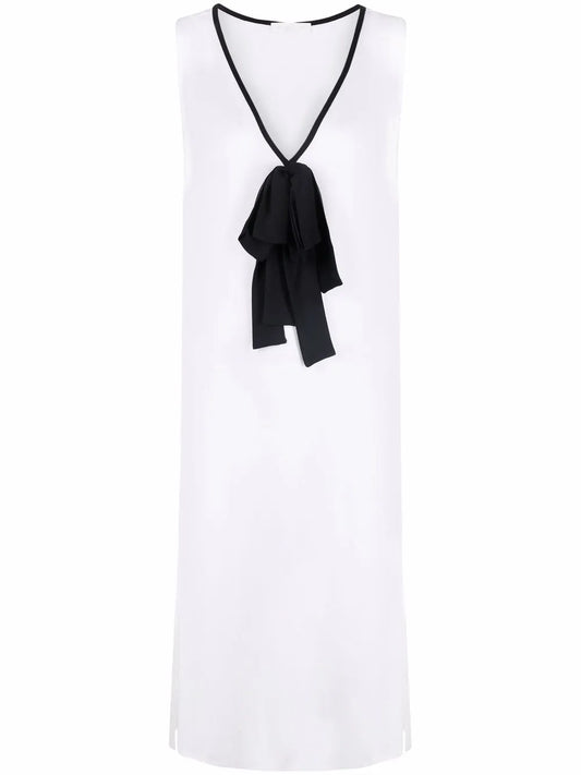 Bow-Detail V-Neck Long Top