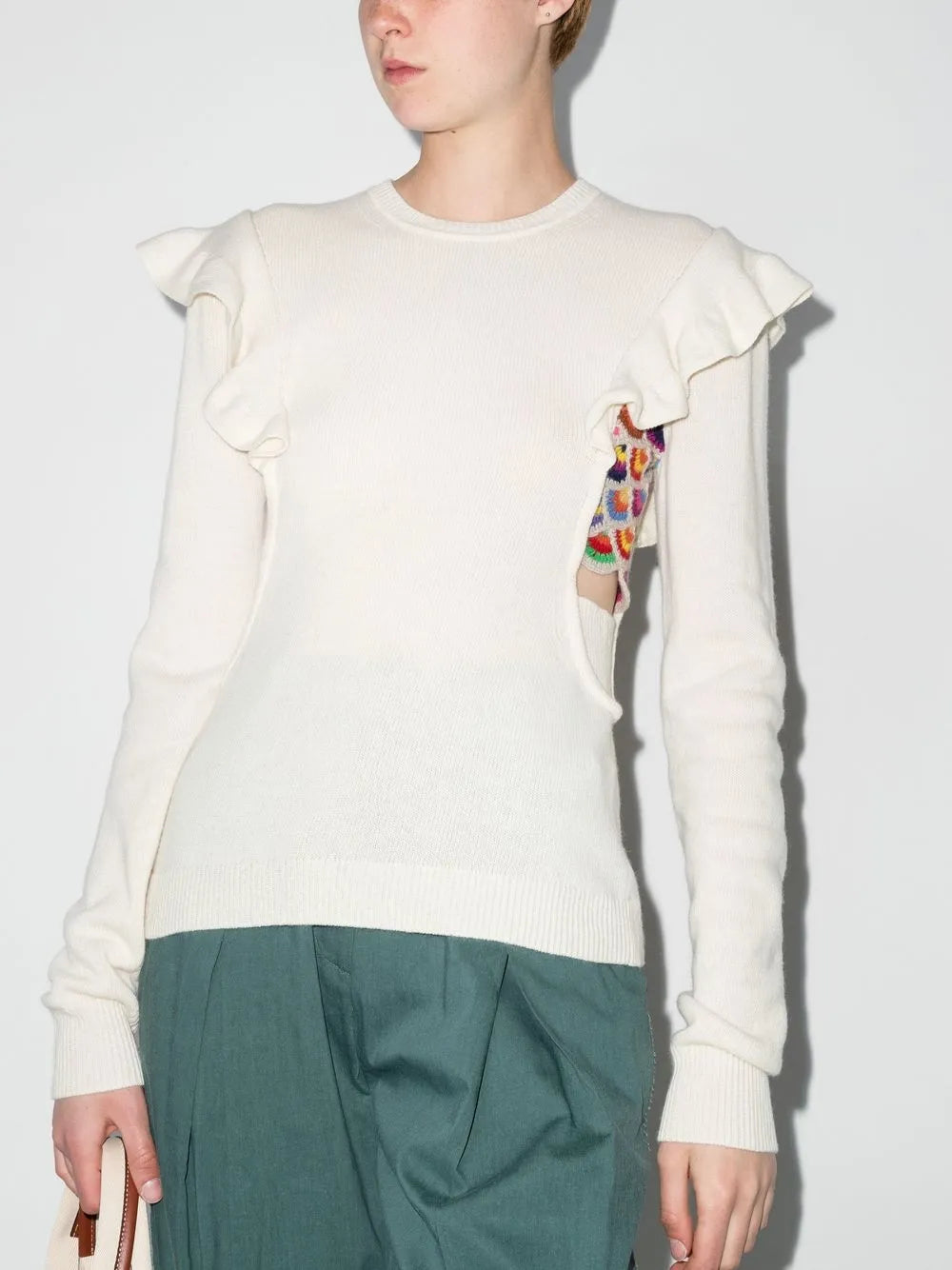 Ruffled Cut-Out Jumper