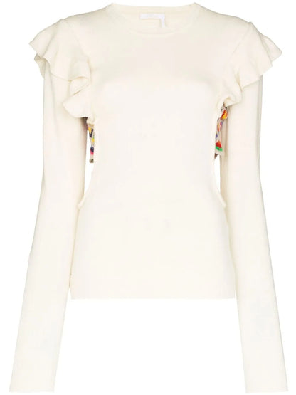 Ruffled Cut-Out Jumper