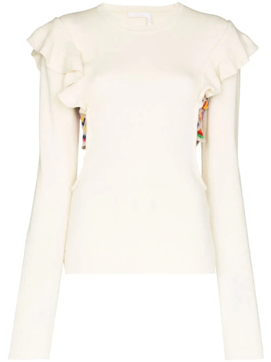 Ruffled Cut-Out Jumper