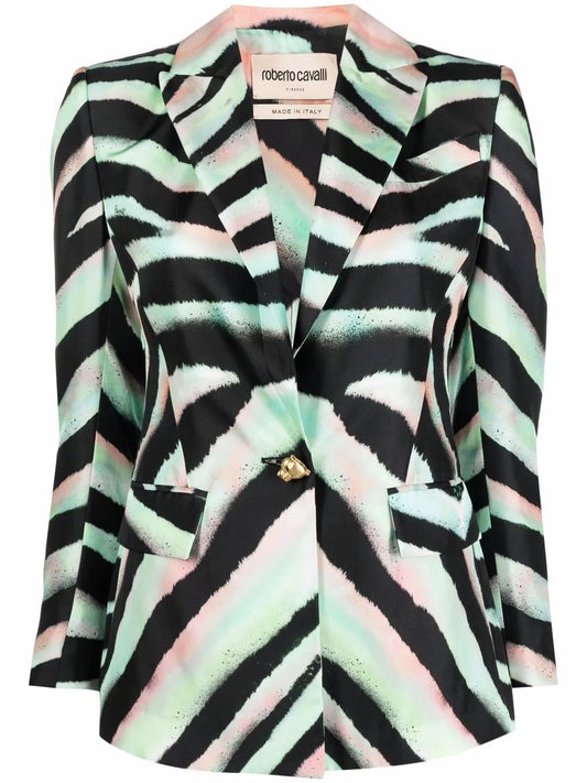 Zebra-Print Silk Blazer