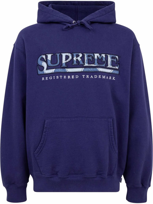 Denim-Print Logo Hoodie