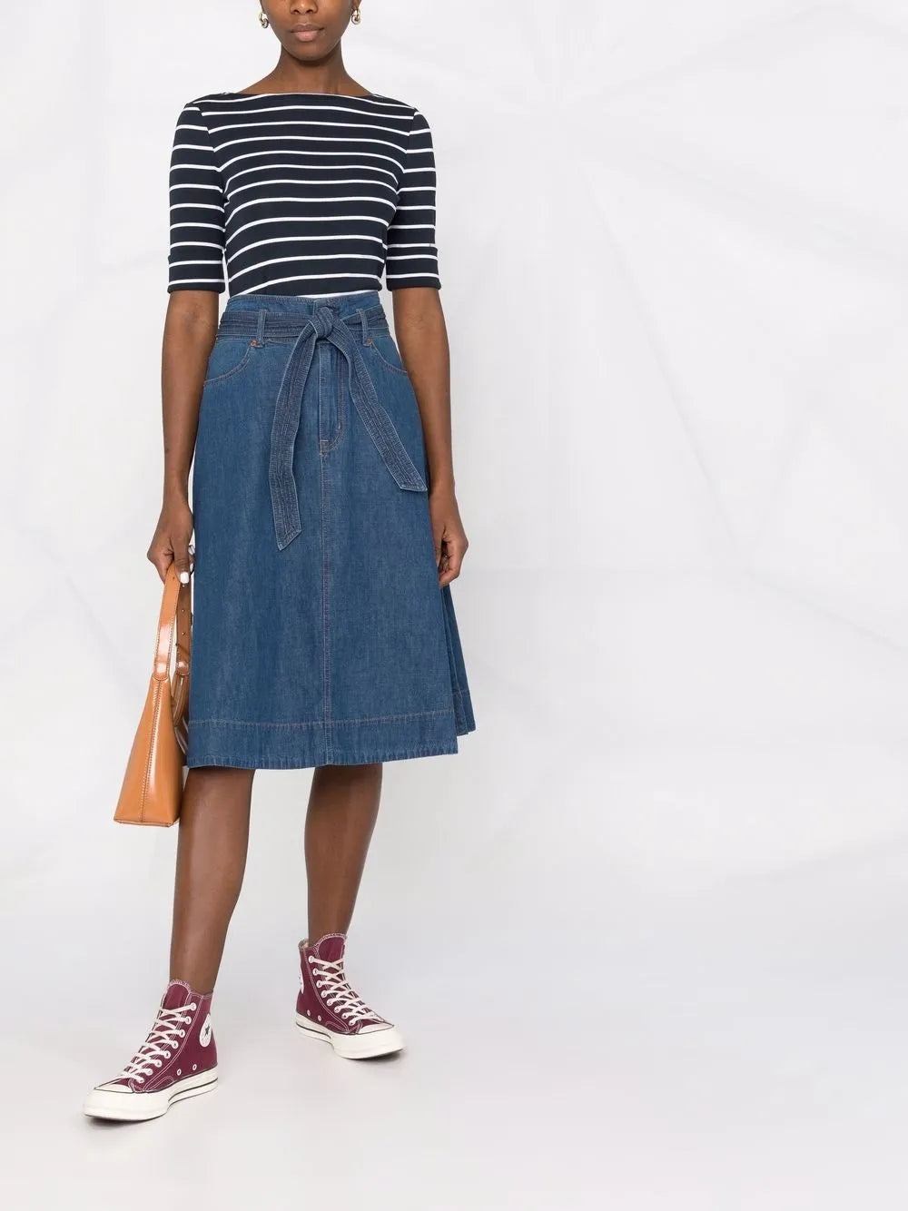 Horizontal-Stripe Short-Sleeve Top