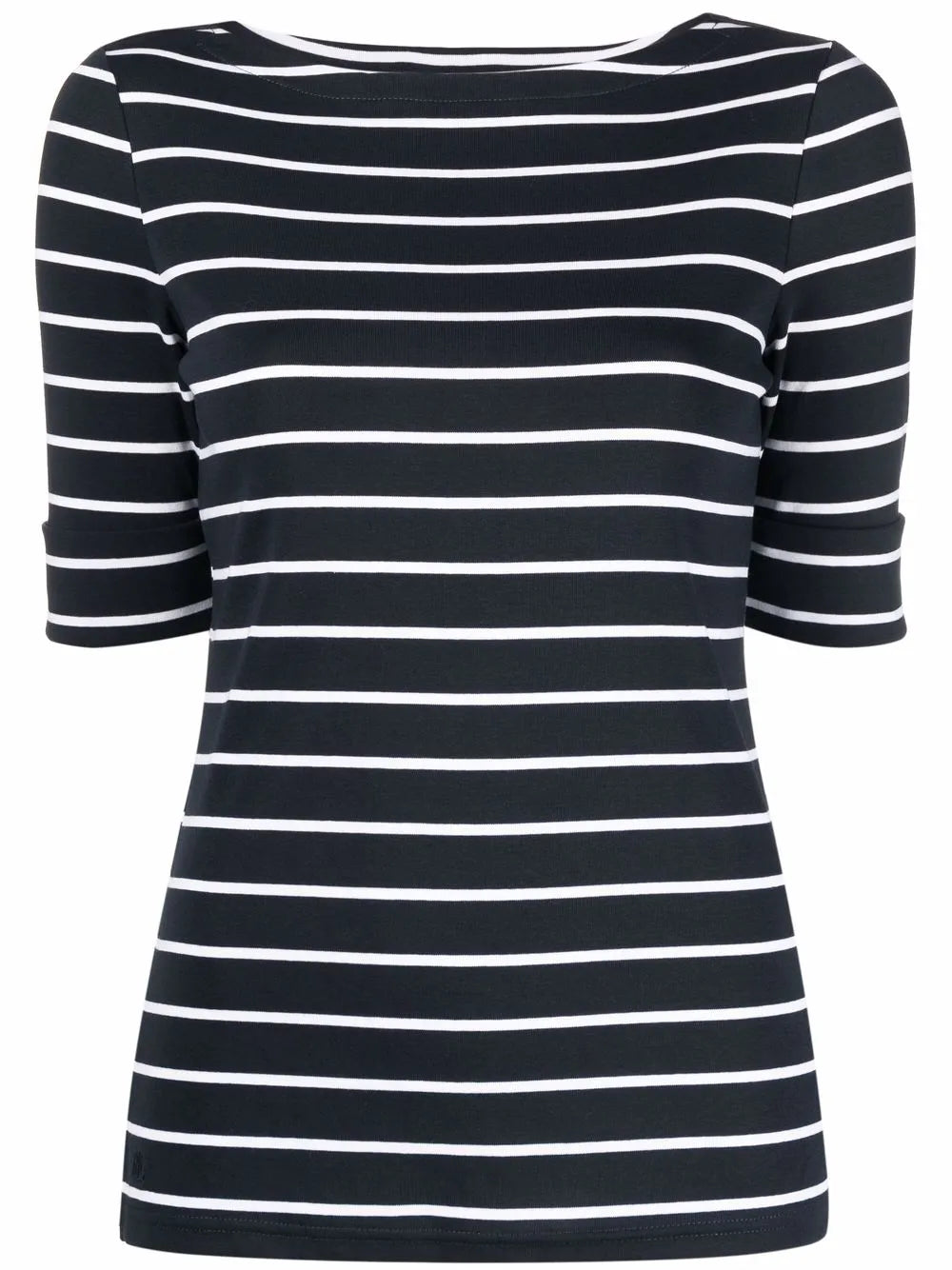 Horizontal-Stripe Short-Sleeve Top