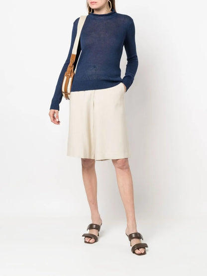 Ribbed-Knit Long-Sleeved Pullover