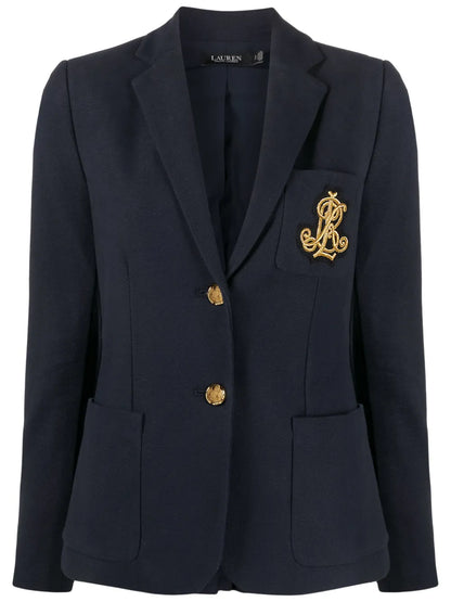 Embroidered-Logo Single-Breasted Blazer