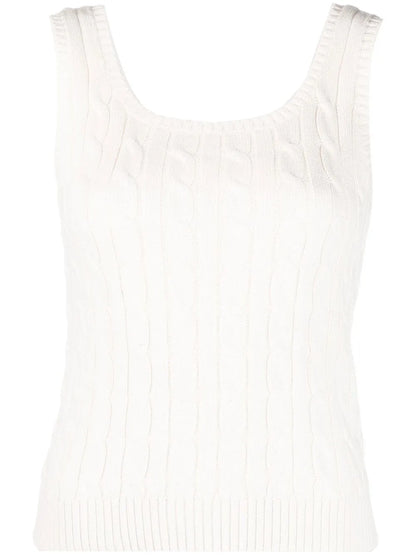 Cable-Knit Scoop-Neck Top