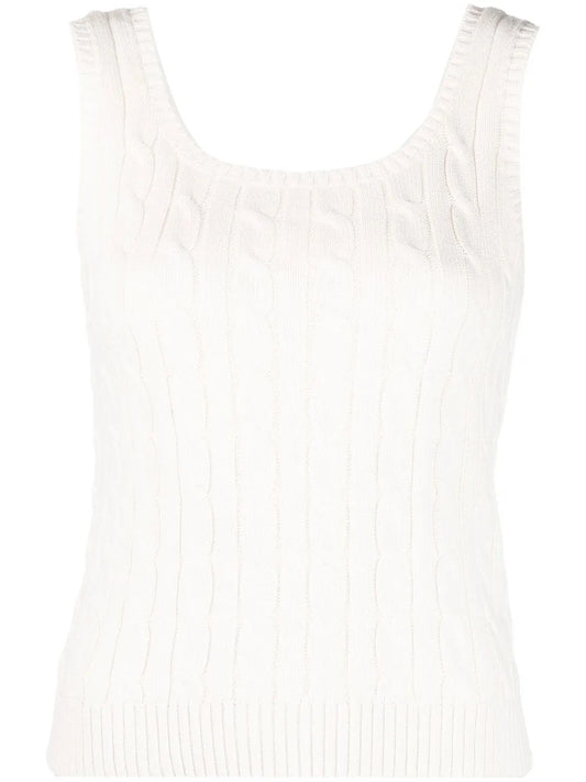 Cable-Knit Scoop-Neck Top