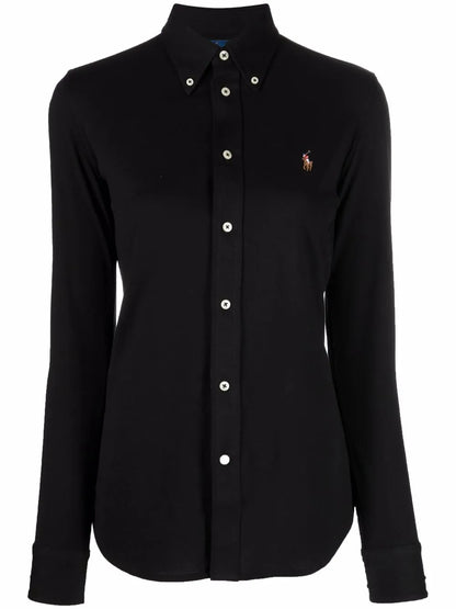 Embroidered-Logo Fitted Shirt