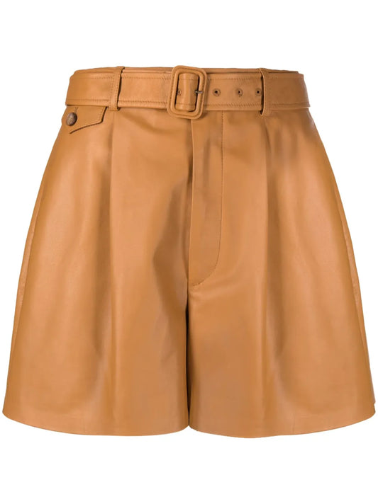 Flared Leather Shorts