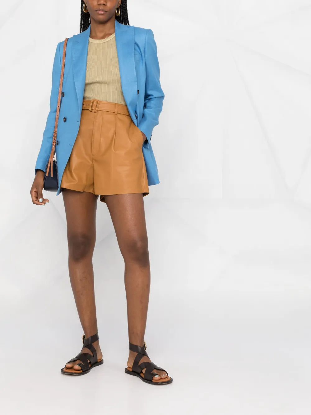 Flared Leather Shorts