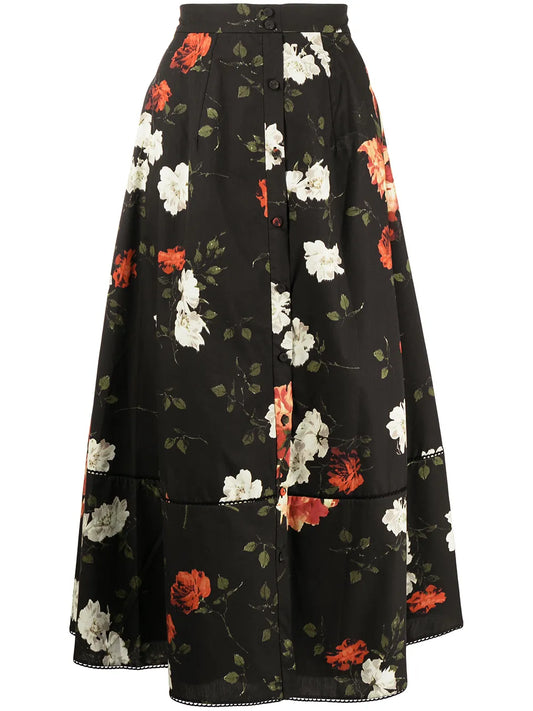Floral-Print Pleated Skirt
