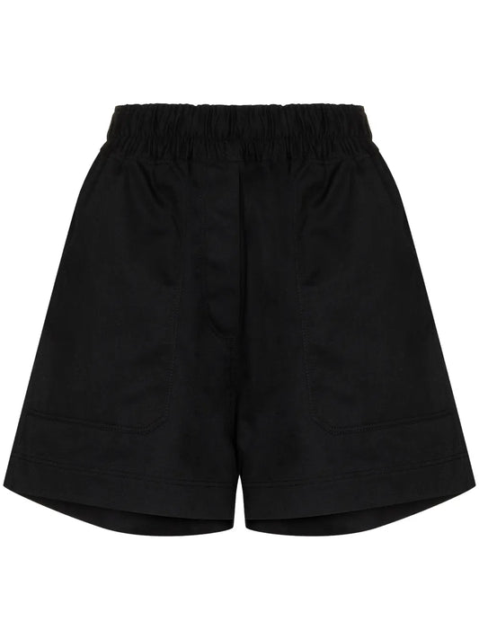 Drill Elasticated-Waist Shorts