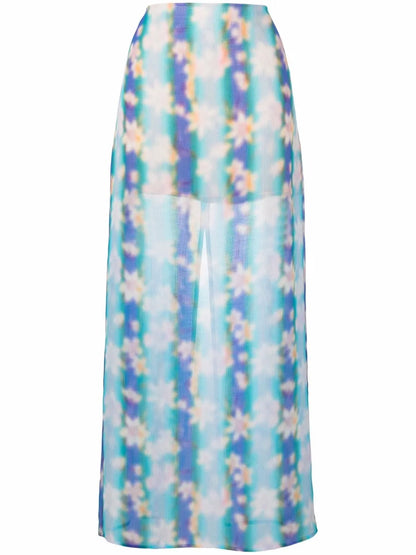 Floral-Print Straight Maxi Skirt