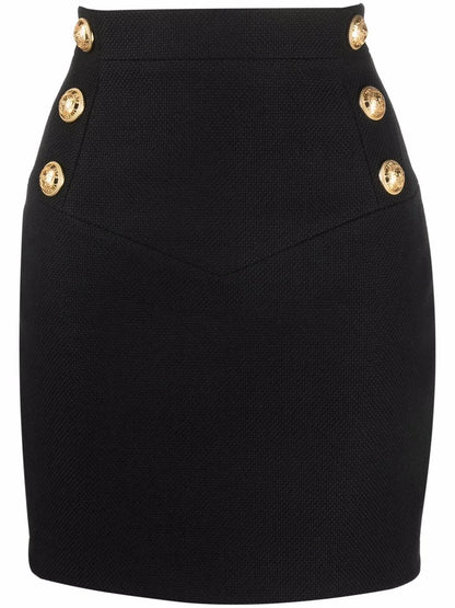 Button-Detail High-Waisted Skirt