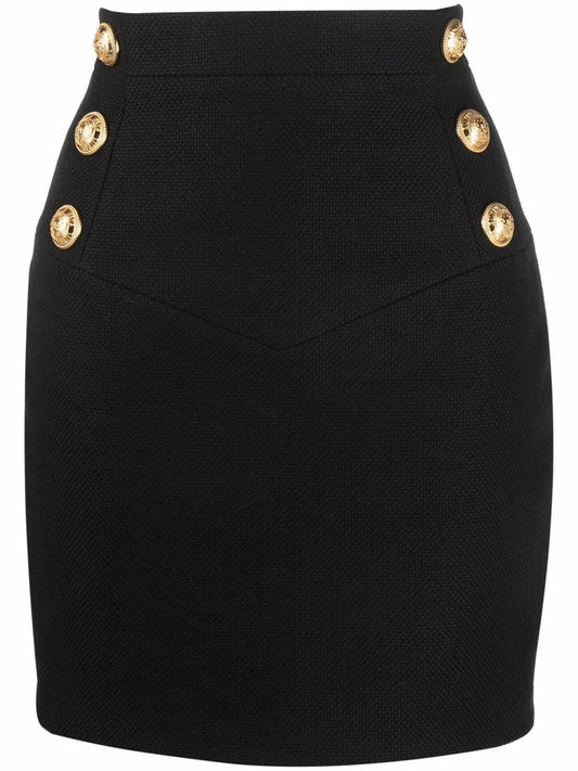 Button-Detail High-Waisted Skirt