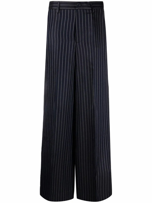 Pinstripe High-Rise Wide-Leg Trousers