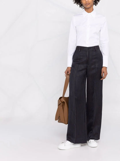 Pinstripe High-Rise Wide-Leg Trousers