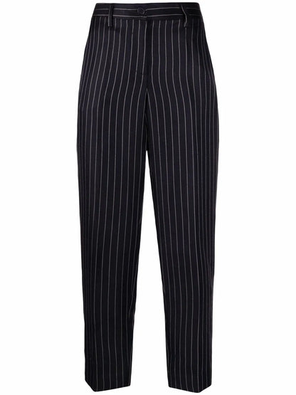 Pinstripe Straight-Leg Trousers