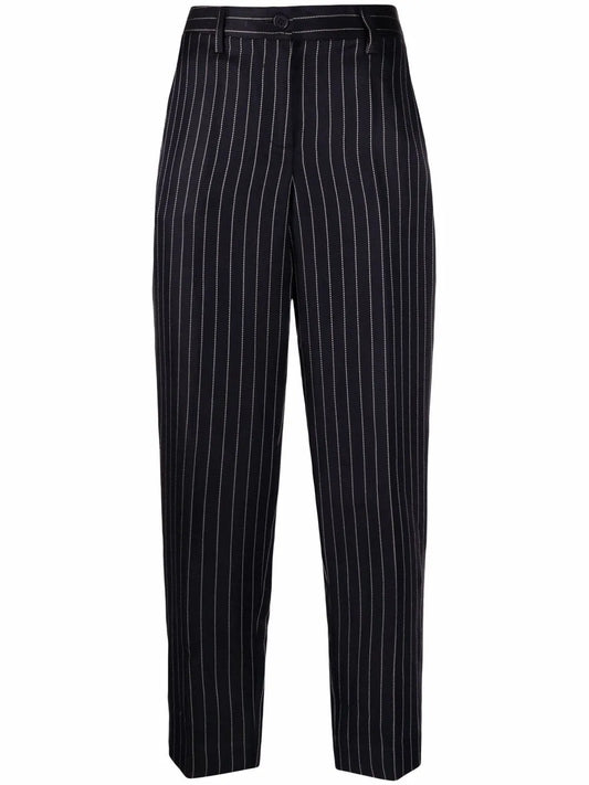 Pinstripe Straight-Leg Trousers