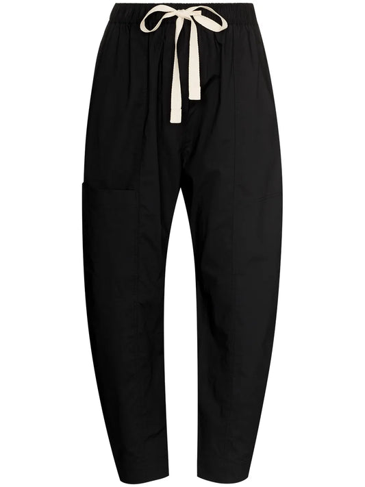 Drawstring Cropped Cotton Trousers