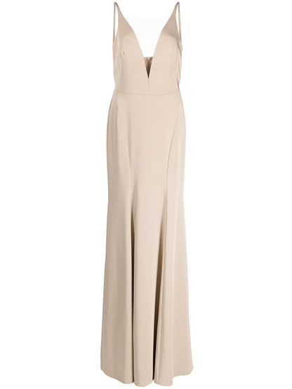 Crema Plunge-Neck Gown