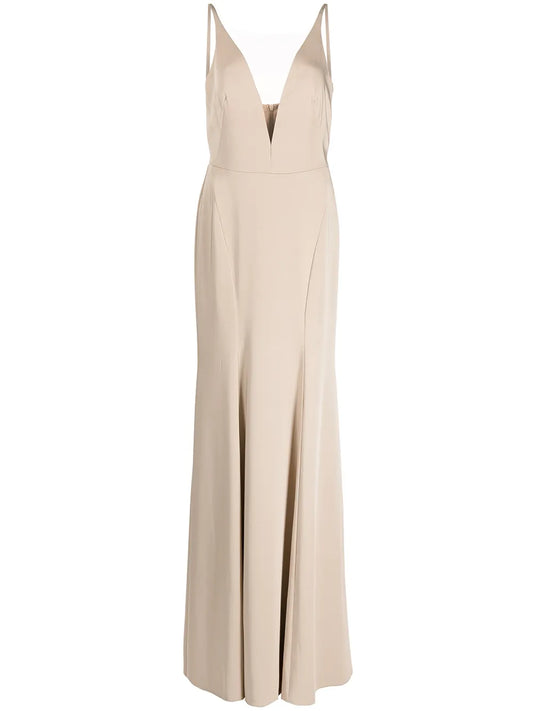 Crema Plunge-Neck Gown