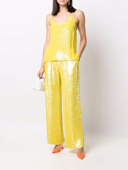 Sequined Wide-Leg Trousers