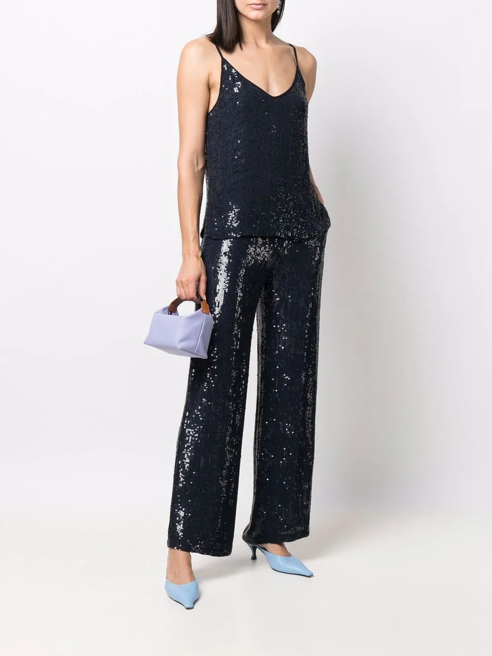 Sequined Wide-Leg Trousers