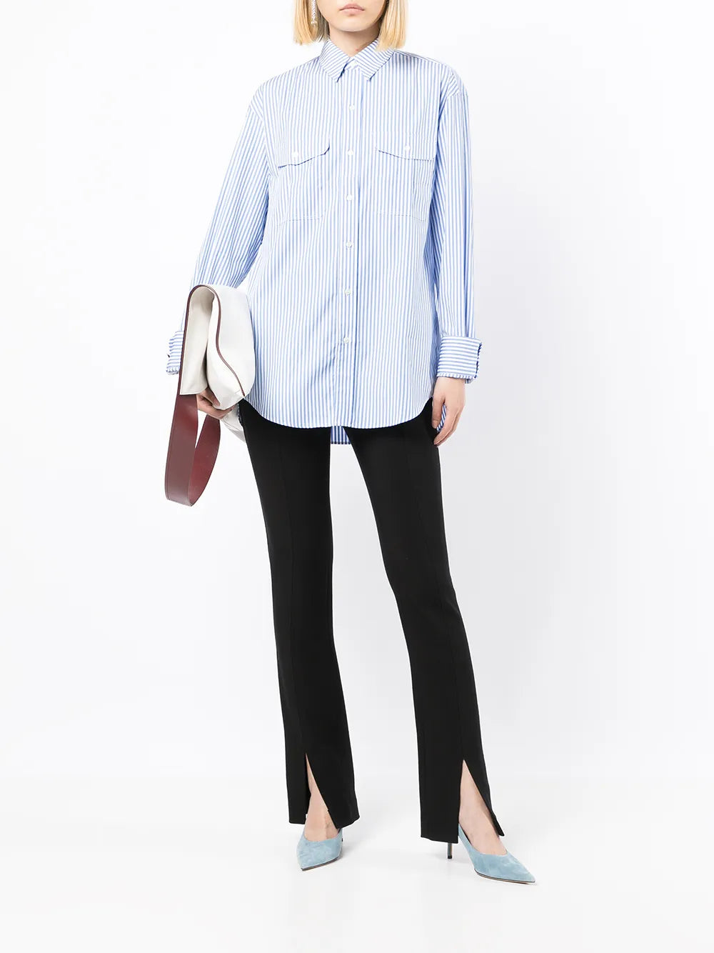 Stripe-Print Oversized Shirt