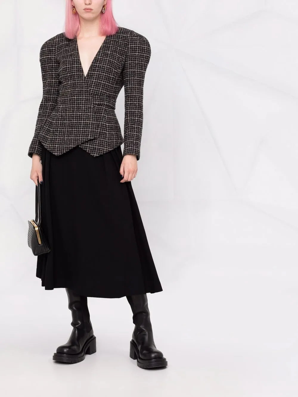 Check Wrap-Style Blazer