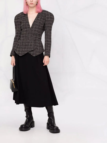 Check Wrap-Style Blazer