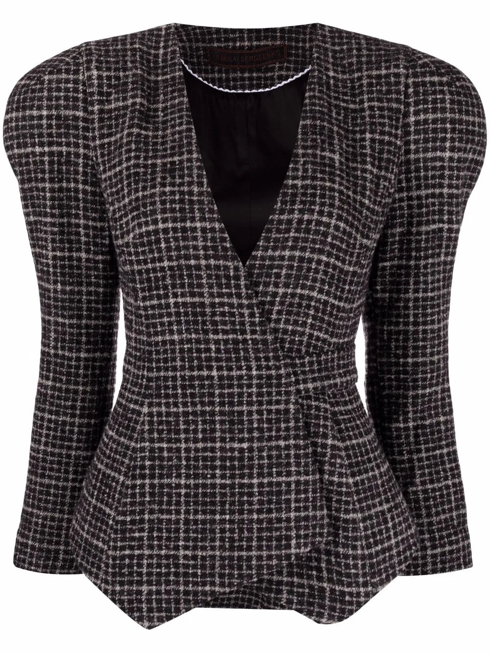 Check Wrap-Style Blazer