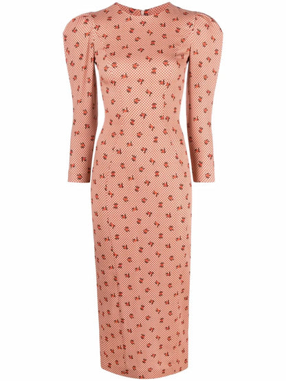 Printed Puff-Sleeve Dress