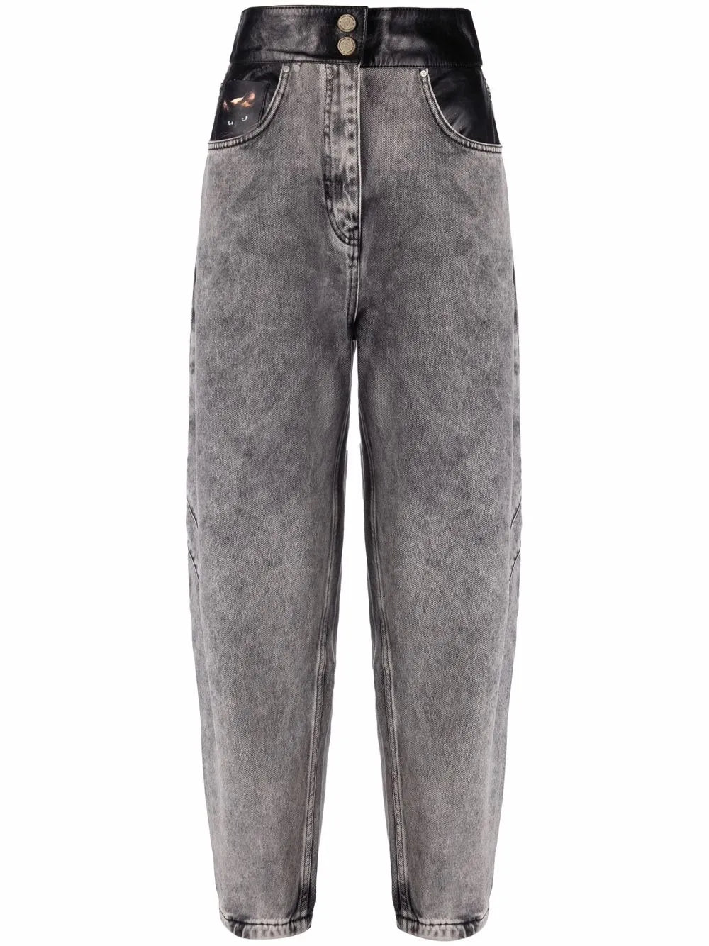 High-Waisted Faded Jeans