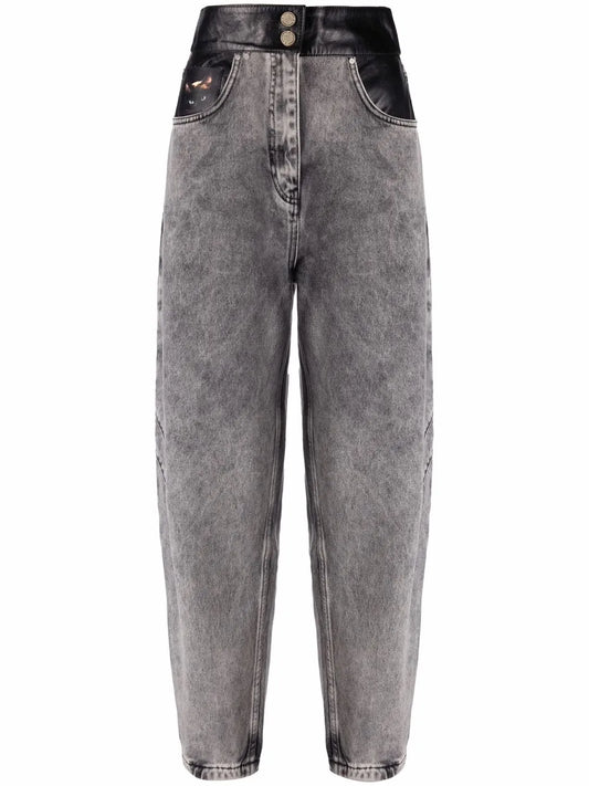 High-Waisted Faded Jeans