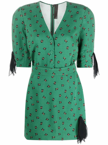 Printed V-Neck Minidress
