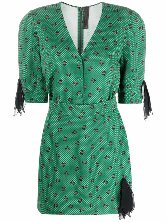 Printed V-Neck Minidress
