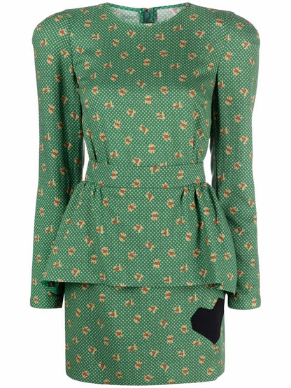 Printed Peplum Dress