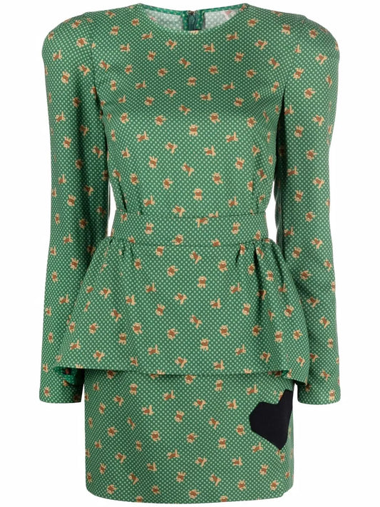 Printed Peplum Dress