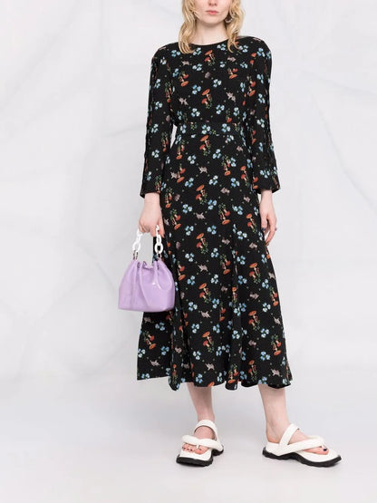 Floral-Print Silk Dress