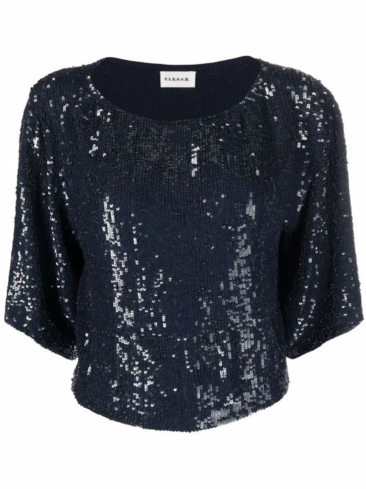 Sequined Cropped Blouse
